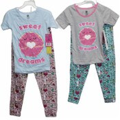 Wholesale - 2pc "SWEET DREAMS" GIRLS SLEEP SET (2 ASST PRINTS -SIZE: 4/5,6/7,8/10,12/14), UPC: 636458334550